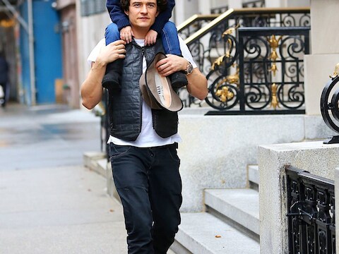 Orlando Bloom en zijn zoon Flynn.