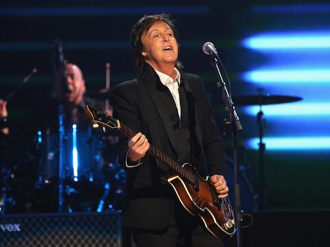 Paul McCartney in actie in Las Vegas.
