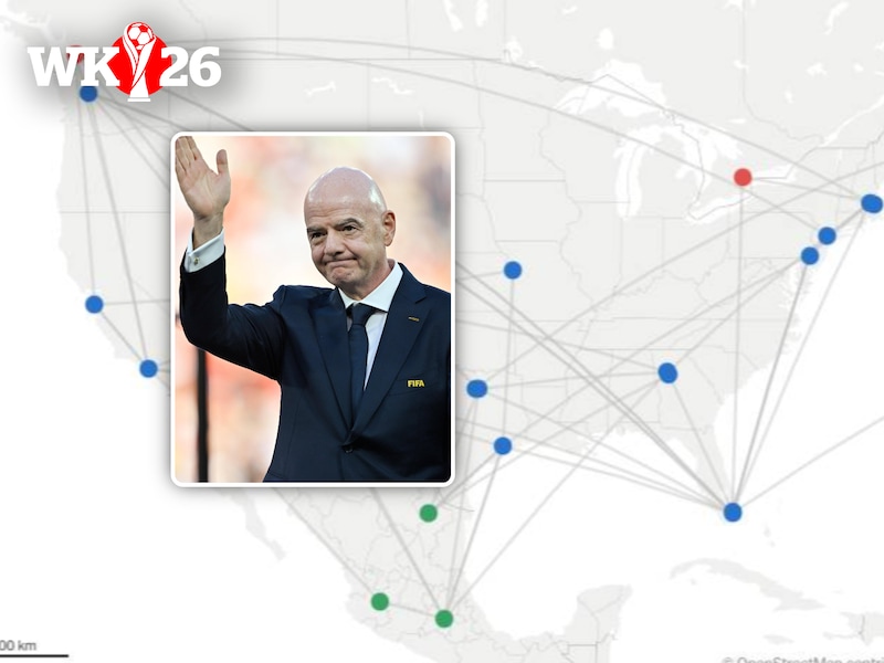 Meer dan twee keer rond de wereld en een uitstoot van 154 man: dit zijn de duizelingwekkende vliegcijfers achter het WK van Gianni Infantino