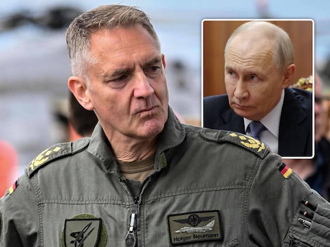 Holger Neumann, de bevelhebber van de Duitse luchtmacht, en de Russische president Vladimir Poetin. 