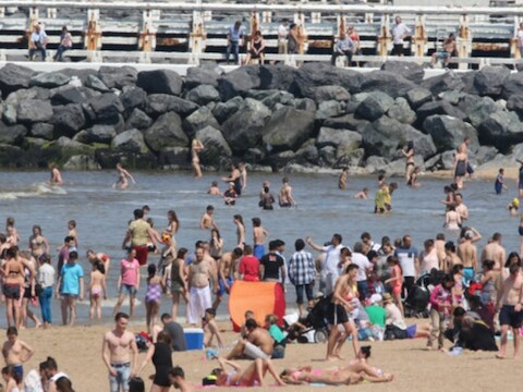 Heel wat zonnekloppers negeerden afgelopen weekend het zwemverbod in Oostende.