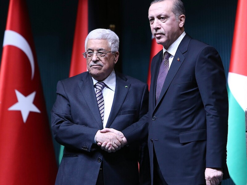 Erdogan gaf een persconferentie samen met de Palestijnse president Mahmoed Abbas.
