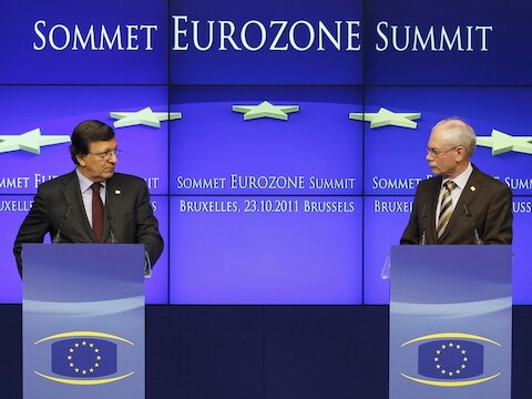Europees Commissievoorzitter José Manuel Barroso en voorzitter van de Europese Raad Herman Van Rompuy.