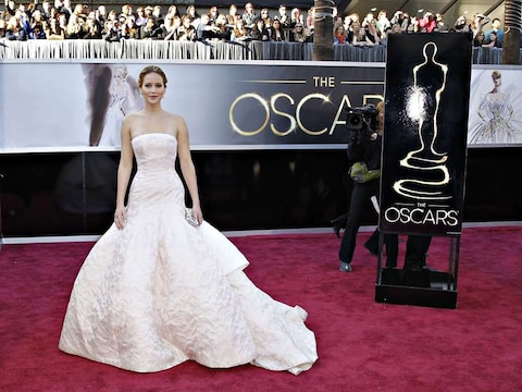Jennifer Lawrence op de rode loper van de Oscars
