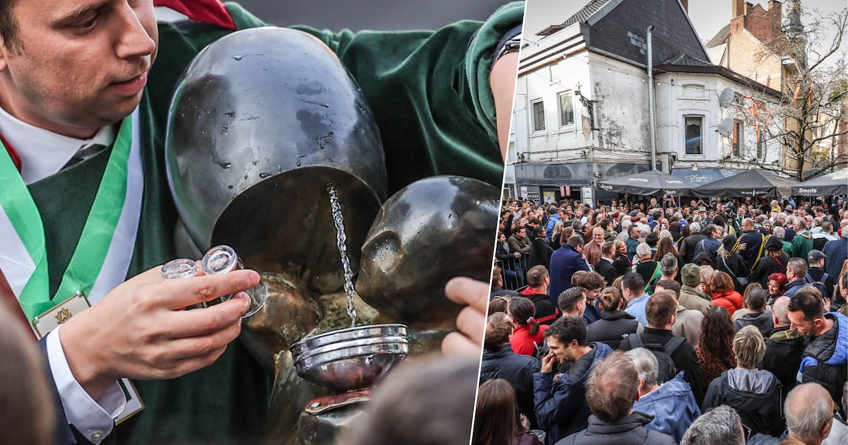 KIJK. Het Hasseltse ‘Borrelmanneke’ deelt 60 liter gratis jenever uit menigte