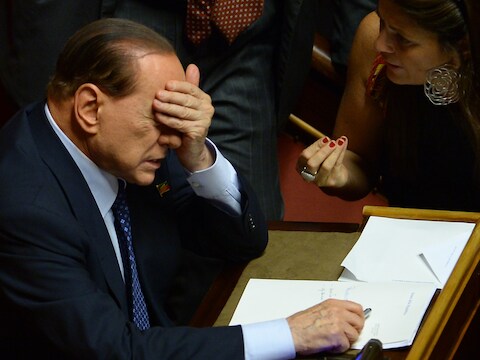 Silvio Berlusconi twee dagen geleden in de Senaat.
