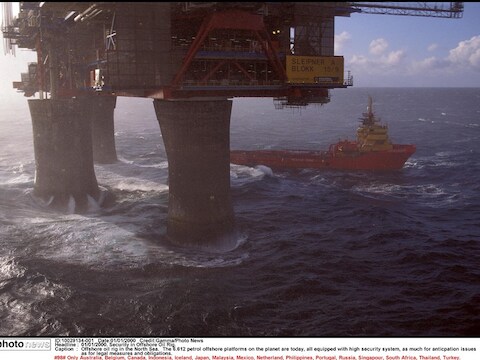 Een olieplatform in de Noordzee.