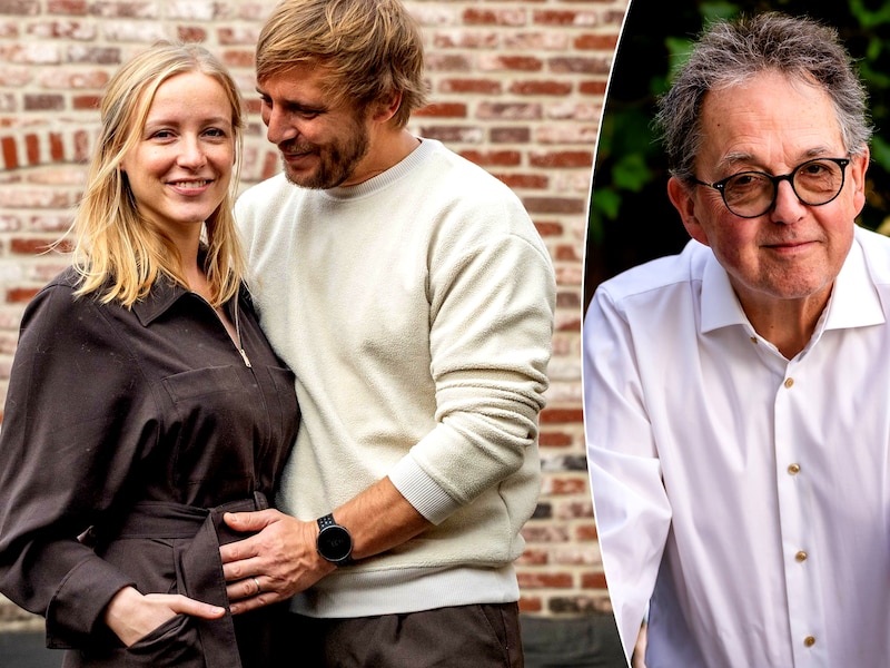 Melissa Depraetere en haar man Kenneth Vermeulen. Rechts gynaecoloog Hendrik Cammu.