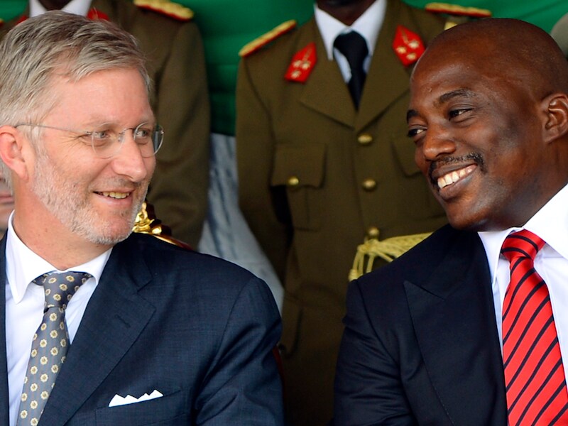 Prins Filip (l.) en Joseph Kabila (r.), president van de Democratische Republiek Congo.