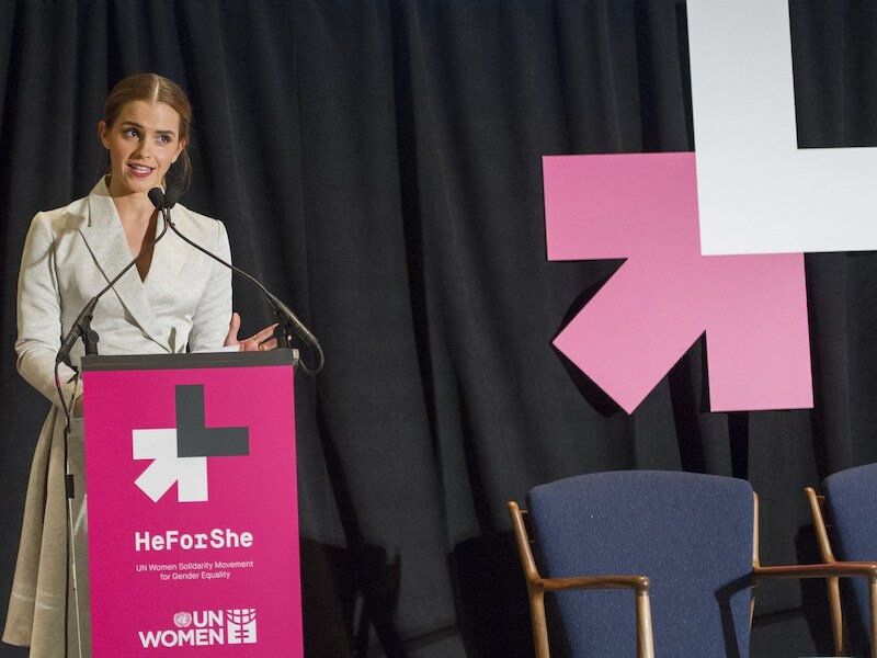 Emma Watson tijdens haar speech voor de Verenigde Naties.