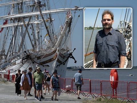 Antwerpen staat dit weekend in het teken van de Tall Ships Races, met de majestueuze Sørlandet als een van de absolute blikvangers. Inzet: tweede stuurman Dag Jonasson. 