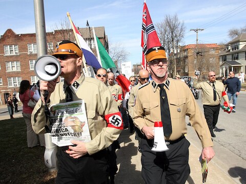 Archiefbeeld van optocht door neonazi's in de VS.