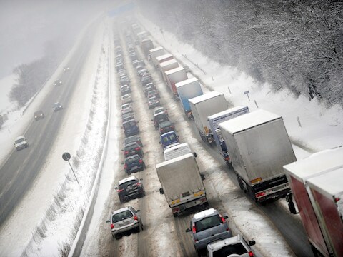 De file op de Duitse snelweg 4.