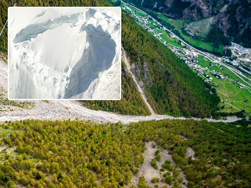 Gigantische ijsblok bedreigt Zwitsers bergdorp Randa