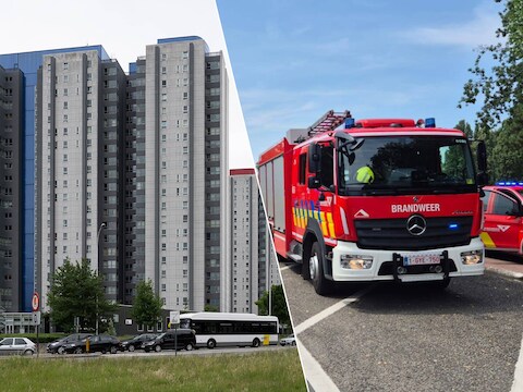 De brandweer kwam met meerdere voertuigen ter plaatse aan de Silvertoptorens in Antwerpen.