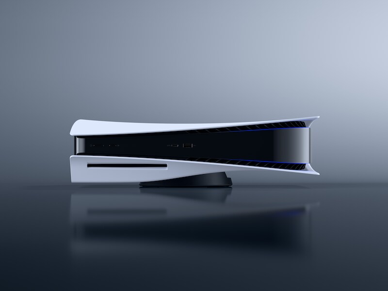 De PlayStation 5 in zijn horizontale positie.