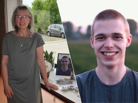 Met ‘Walk for Glenn’ herdenkt Sandra Spitaels haar 15-jarige zoon Glenn De Cooman (r.) die slachtoffer werd van cyberpesten en vestigt ze de aandacht op problematiek.