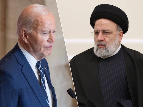 De Amerikaanse president Joe Biden en de Iraanse president Ebrahim Raisi. 