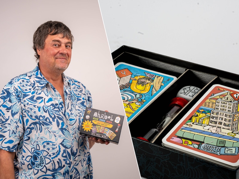 Arne Lauwers met zijn spelletje Arhbol. , Het spel Ahrbol.
