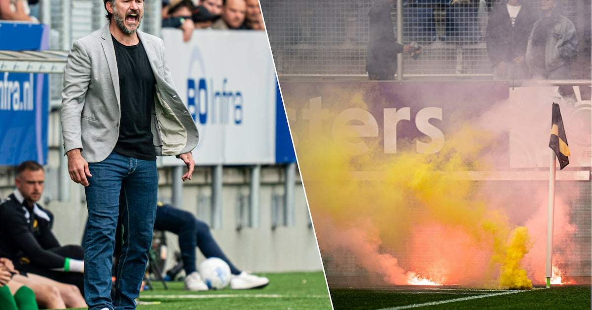 Pijnlijke namiddag voor Carl Hoefkens: NAC Breda degradeert nadat match wordt gestaakt, fans eisen o
