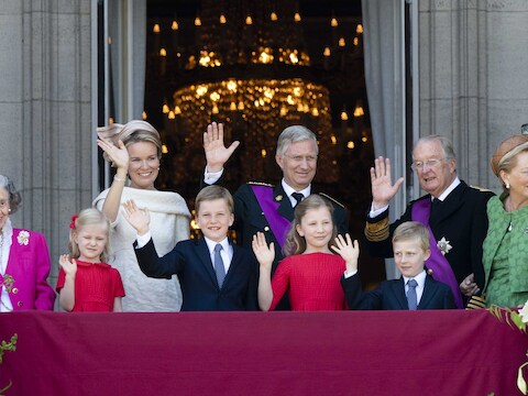 Koningin Fabiola tijdens de inhuldiging van koning Filip.