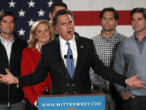 Josh, Ann, Matt, Mitt, Craig en Tagg Romney.