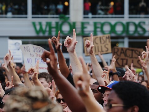 Protest in New York tegen de vrijspraak van Zimmerman.
