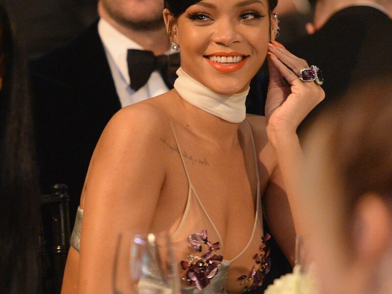 Rihanna tijdens een gala vorige week in Hollywood.