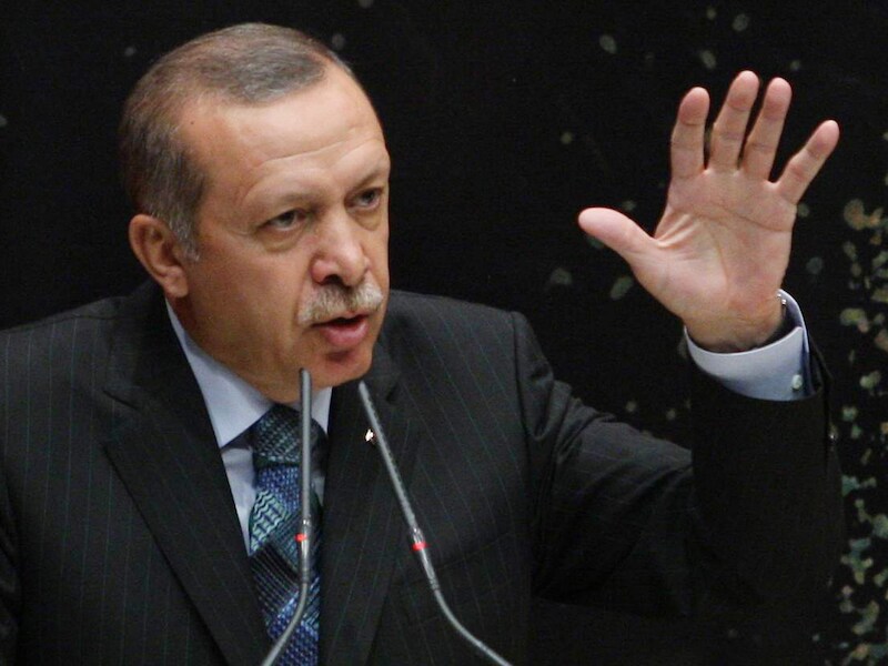 Erdogan, vandaag tijdens een speech in het hoofdkantoor van zijn partij in Istanbul.