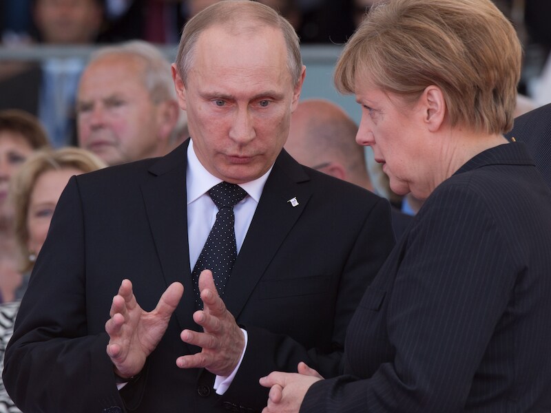 De Duitse bondskanselier Merkel en de Russische president Poetin.