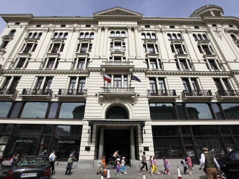 Het Le Meridien Bristol-hotel in Warschau, de uitvalsbasis van de Russen.