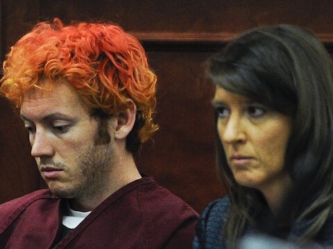 James Holmes bij zijn eerste verhoor.