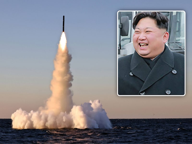 De Noord-Koreaanse leider Kim Jong-un (inzet).