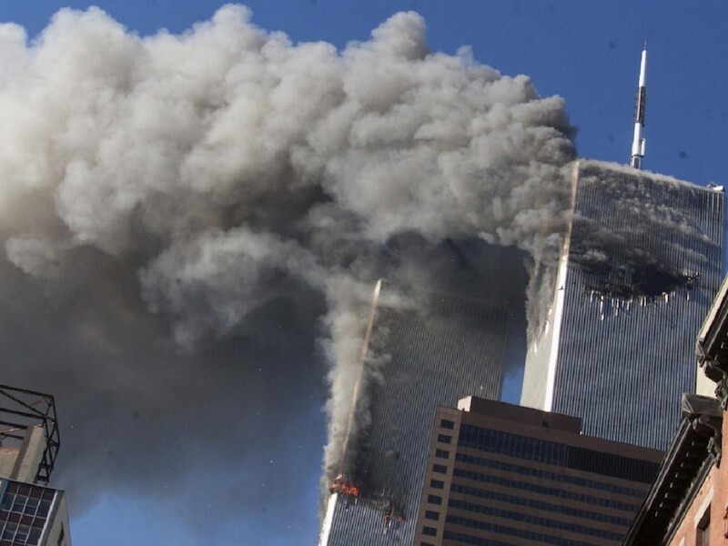 Twin Towers in New York tijdens de aanslag 9/11.