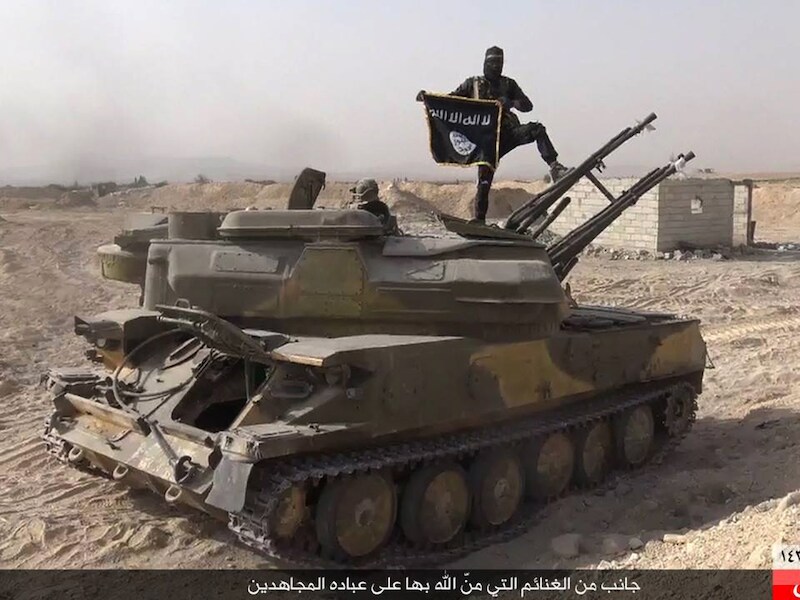 IS-strijders in al-Qaryatain, ten zuidwesten van Palmyra.