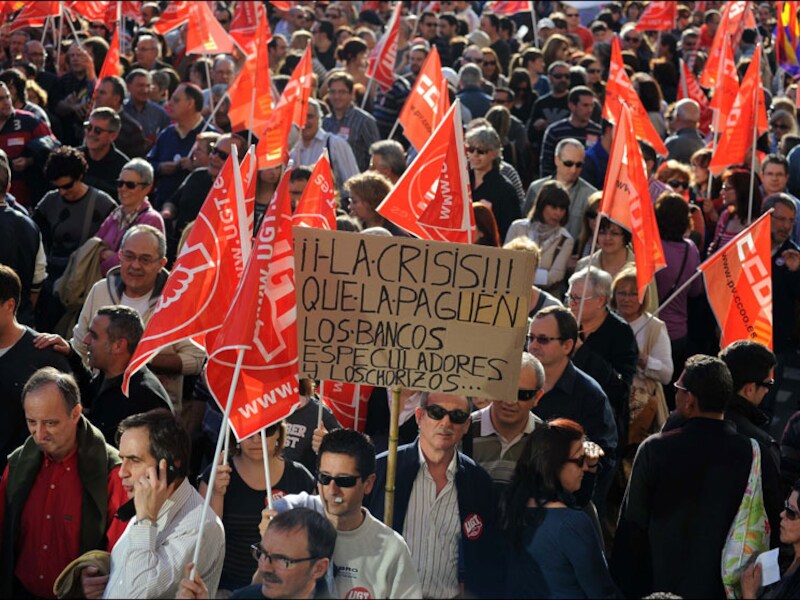 De Duitse vakbonden zijn gekant tegen een beleid van kapotsparen voor de Zuid-Europese landen.