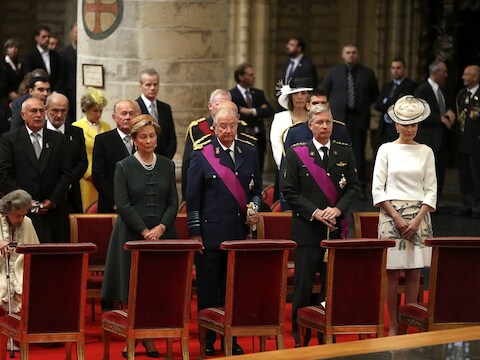 De koninklijke familie tijdens de Te Deum-mis in de Sint-Michiels-en-Sint-Goedelekathedraal