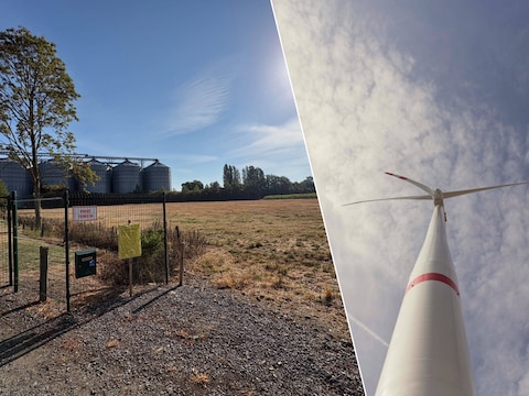Group Vandamme wil een windturbine bouwen ter hoogte van de Biststraat in Machelen-aan-de-Leie. Rechts ter illustratie de hoogste windturbine van Limburg.