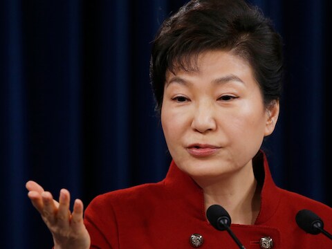 Presidente Park Geun-Hye sprak China aan met haar vraag om strengere sancties tegen erfvijand Noord-Korea.