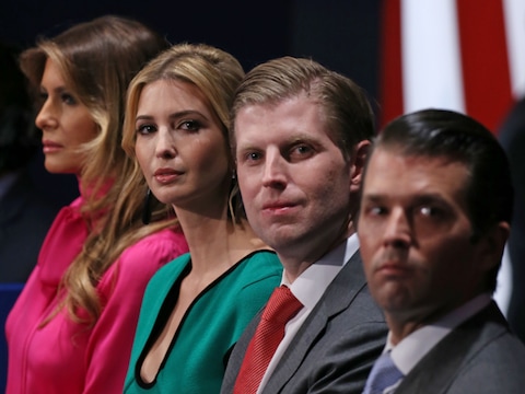 Vrouw Melania Trump, dochter Ivanka Trump en zoons Eric Trump en Donald Trump Jr.