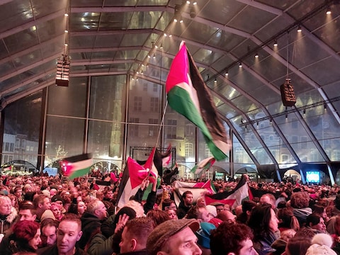 Palestijns protest tijdens het openingsfeest van het Europees Voorzitterschap 2024 in Mechelen