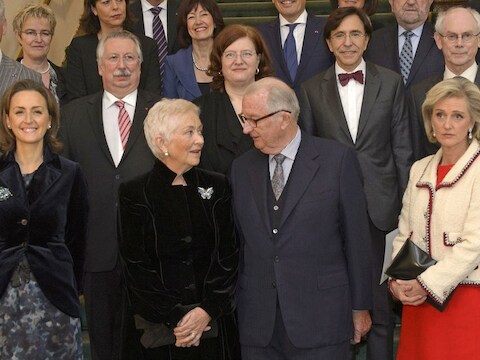Prinses Claire, koningin Paola, koning Albert en prinses Astrid op het Feest van de Dynastie in november.