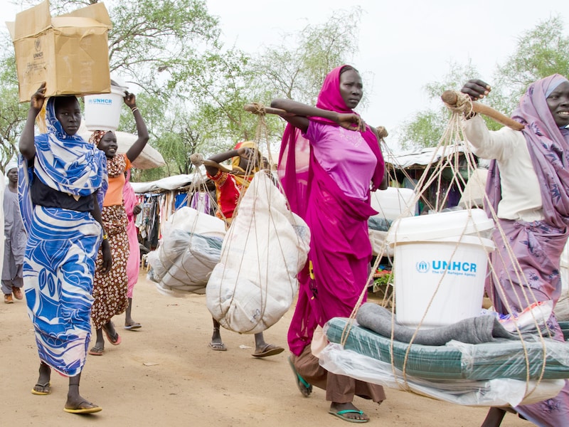 Vluchtelingenkamp in Juba, Zuid-Soedan.