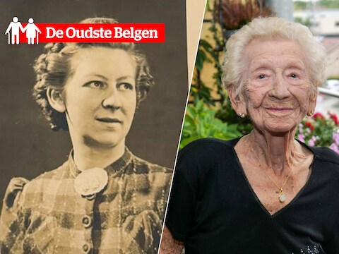 Joanna Verheijden in haar jonge jaren (links) en nu (rechts). Ze is met haar leeftijd van 105 de oudste Genkenaar.