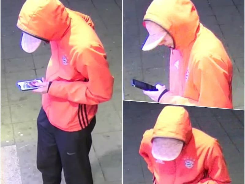 Politie en parket zoeken een jongeman met een jas van voetbalploeg Bayern München.