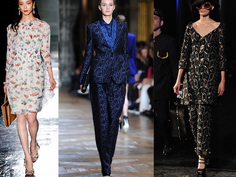 Outfits met drukke prints bij Prada, Stella McCartney en Louis Vuitton.