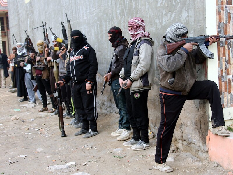 Soennitische strijders in Fallujah.