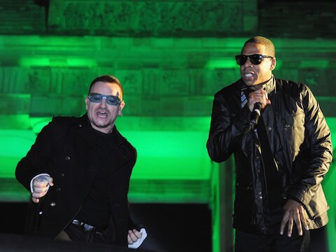 Bono en Jay-Z op de 20ste verjaardag van de val van de Berlijnse Muur.