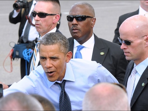 Vooraleer Barack Obama naar Colombia vertrok, hield hij kort halt in Tampa in de staat Florida.