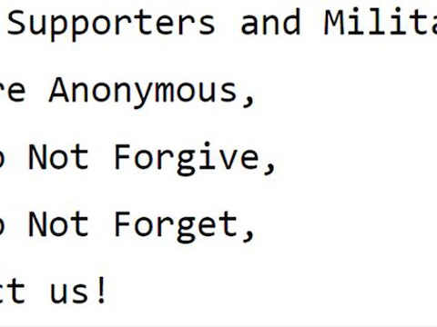 Anonymous plaatste deze waarschuwing bovenaan de lijst met 900 Twitteraccounts van IS die intussen geblokkeerd werden.